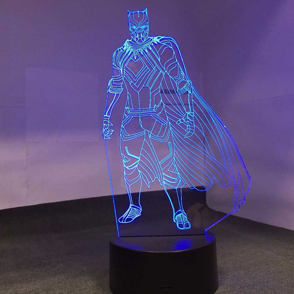 Marvel Black Panther 3D Desk LED Lamp Man Cave Dorm Room Night Light New in Box 